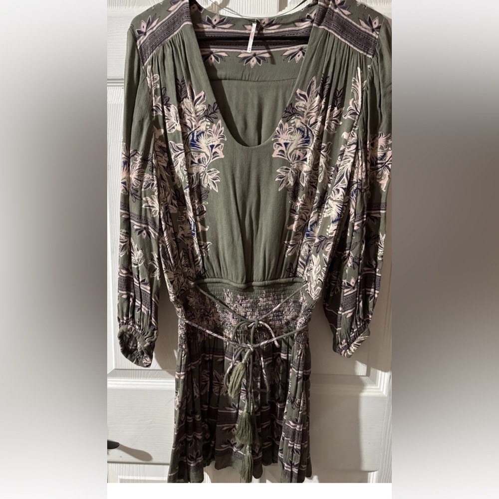 Free People Women's SZ M Multicolor Dress Boho Floral Cottagecore Casual Stye